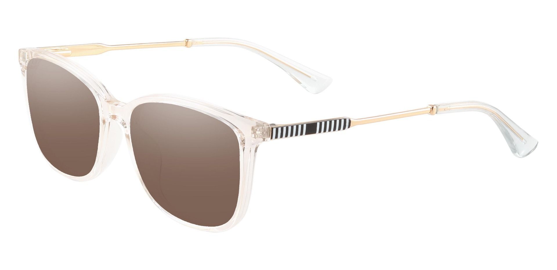 Miami Rectangle Prescription Sunglasses - Clear Frame With Brown Lenses