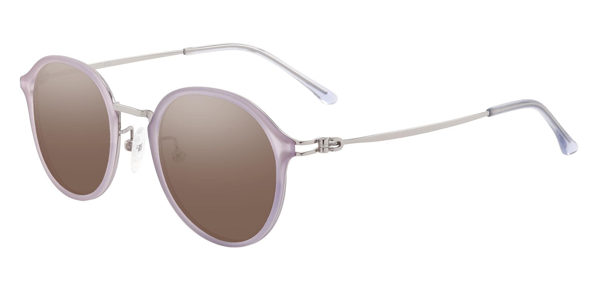 Billings Round Prescription Sunglasses - Purple Frame With Brown Lenses