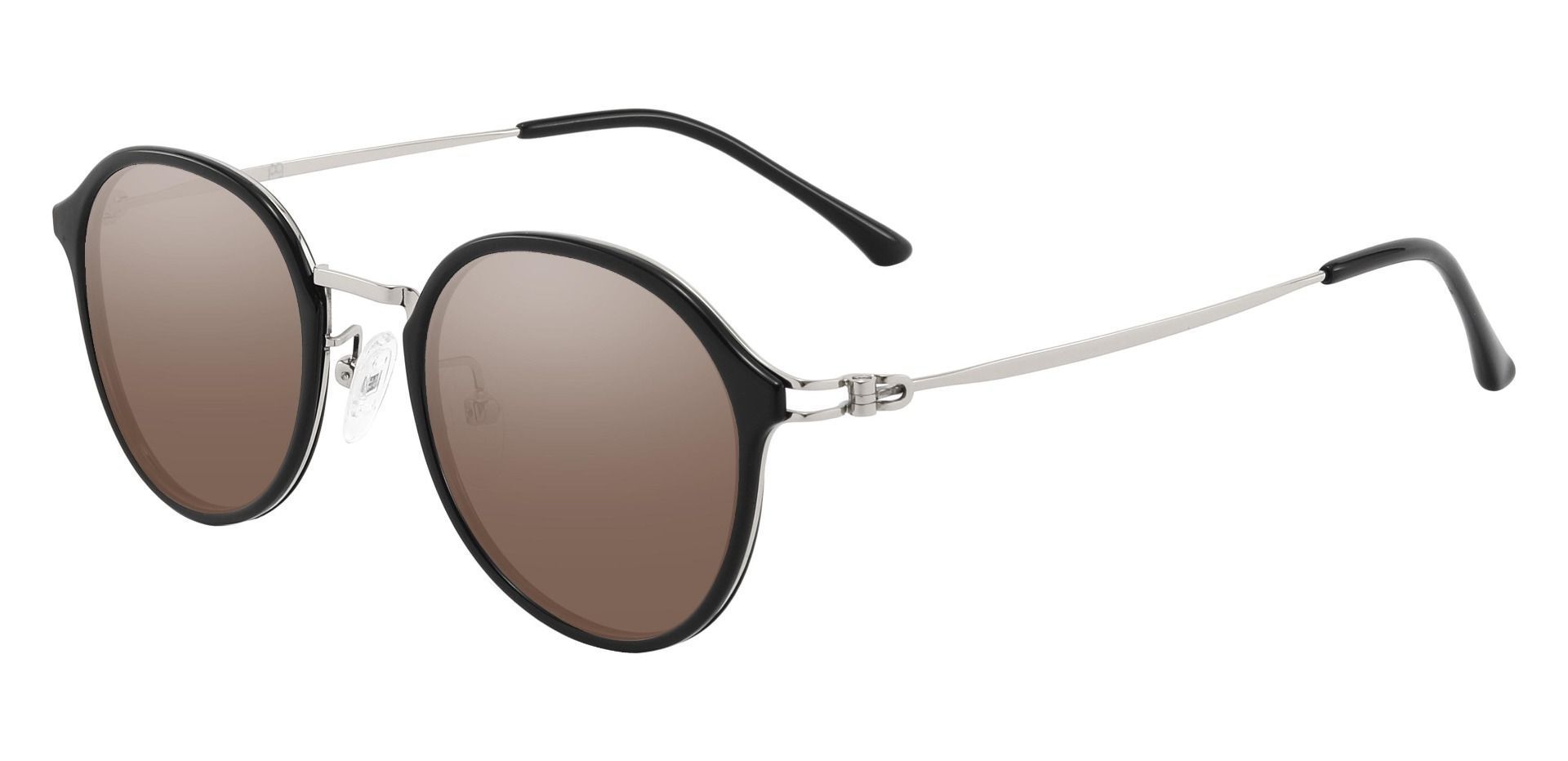 Billings Round Non-Rx Sunglasses - Black Frame With Brown Lenses