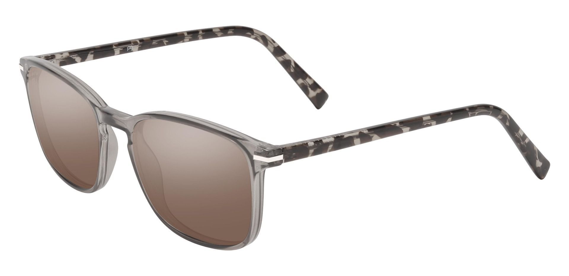 Dumont Rectangle Progressive Sunglasses - Gray Frame With Brown Lenses