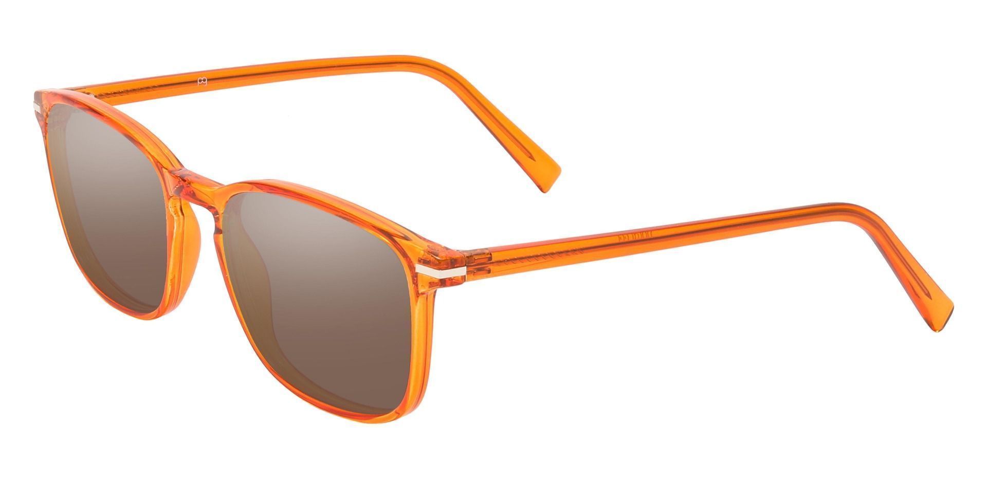 Dumont Rectangle Reading Sunglasses - Orange Frame With Brown Lenses