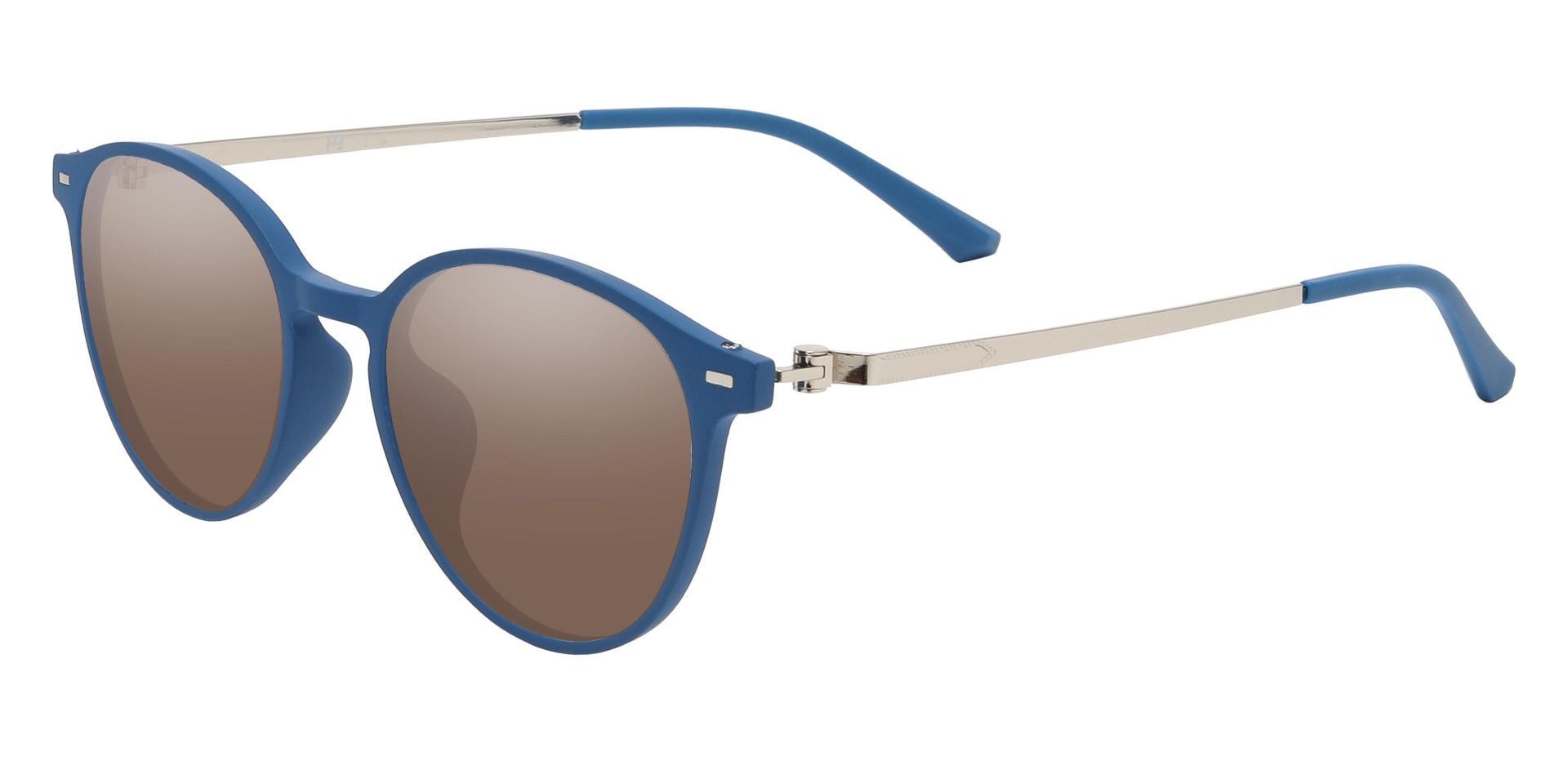 Springer Round Progressive Sunglasses - Blue Frame With Brown Lenses