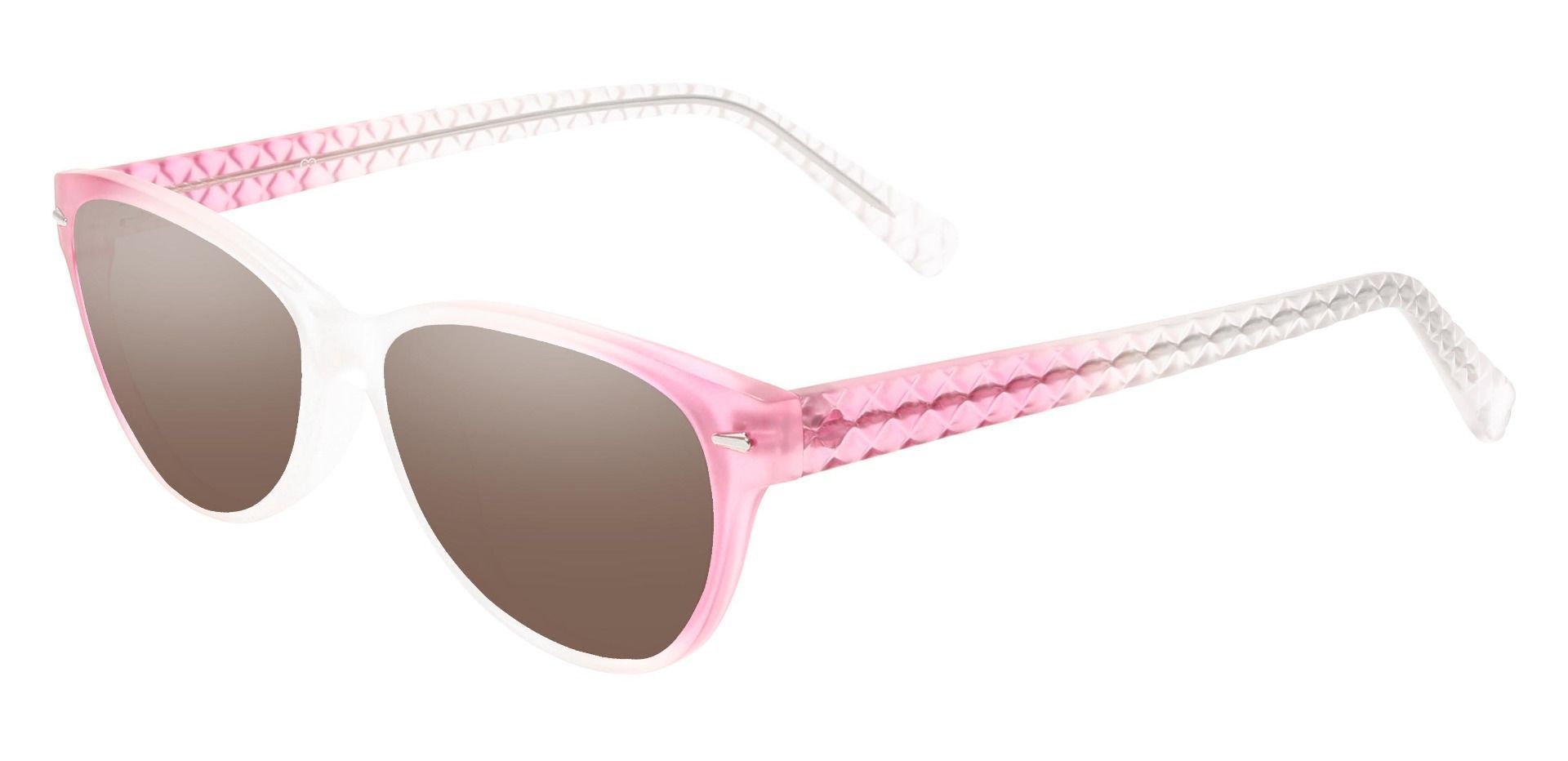 Olive Cat Eye Reading Sunglasses - Pink Frame With Brown Lenses