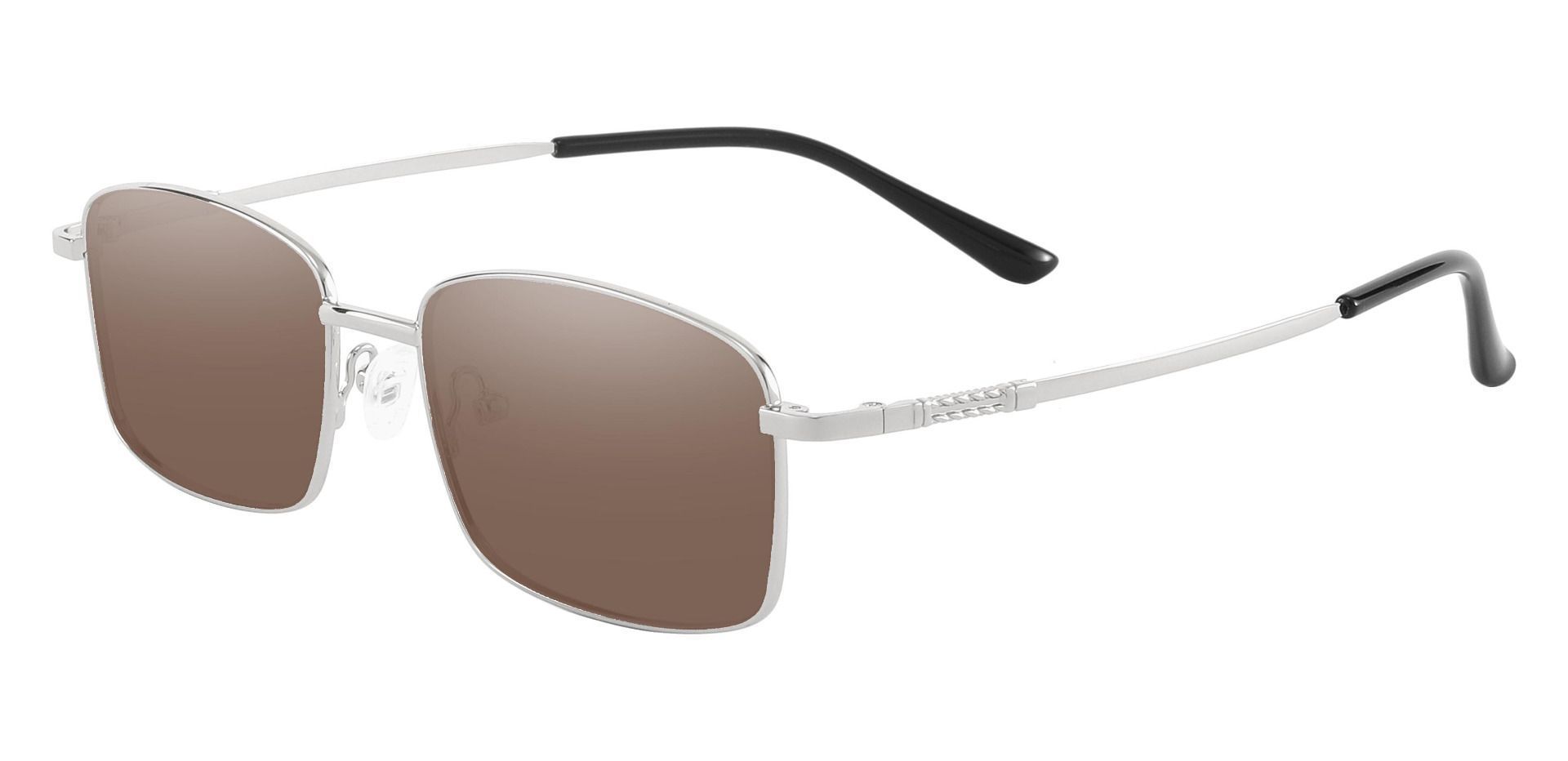 Clyde Rectangle Progressive Sunglasses - Silver Frame With Brown Lenses