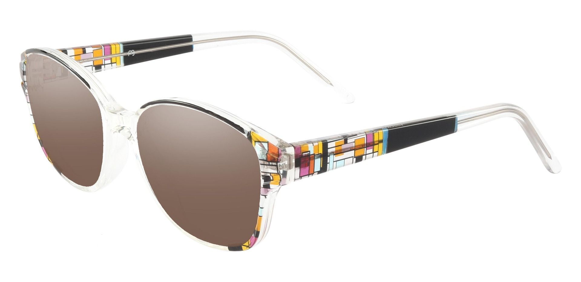 Moira Oval Prescription Sunglasses - Black Frame With Brown Lenses