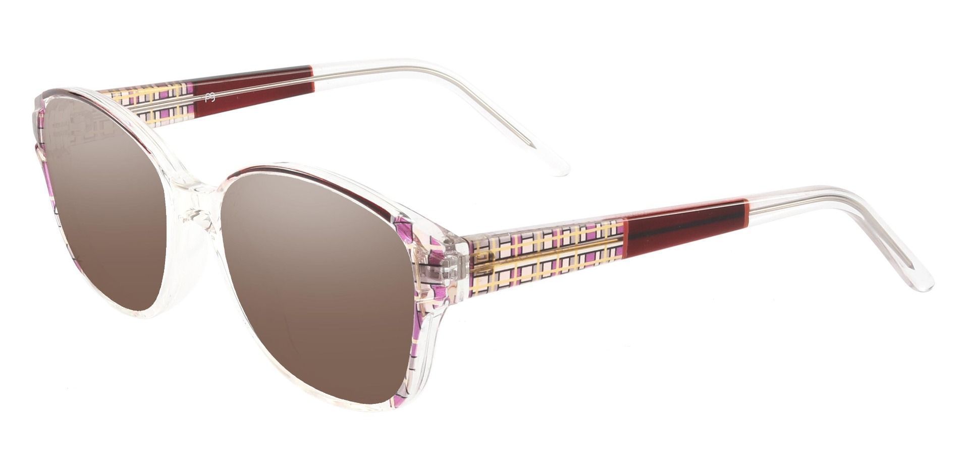 Moira Oval Progressive Sunglasses - Pink Frame With Brown Lenses