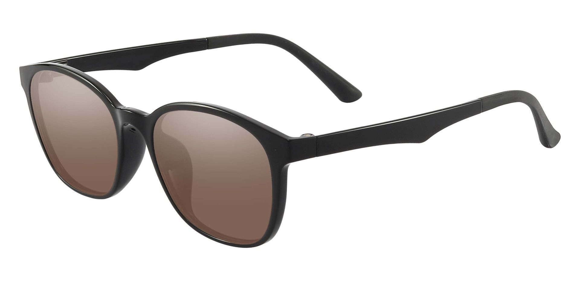 Ursula Oval Reading Sunglasses - Black Frame With Brown Lenses