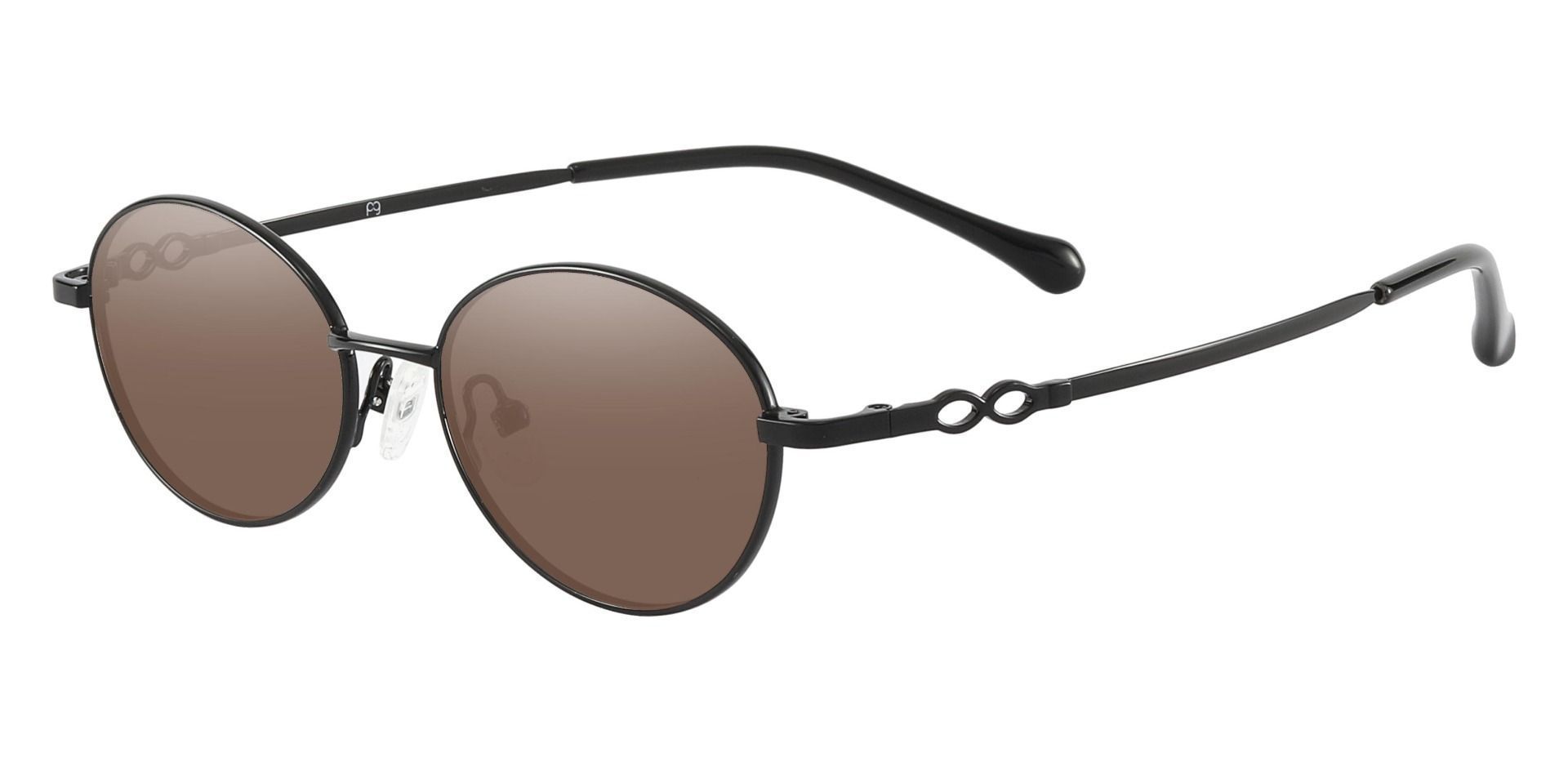 Odyssey Oval Reading Sunglasses - Black Frame With Brown Lenses
