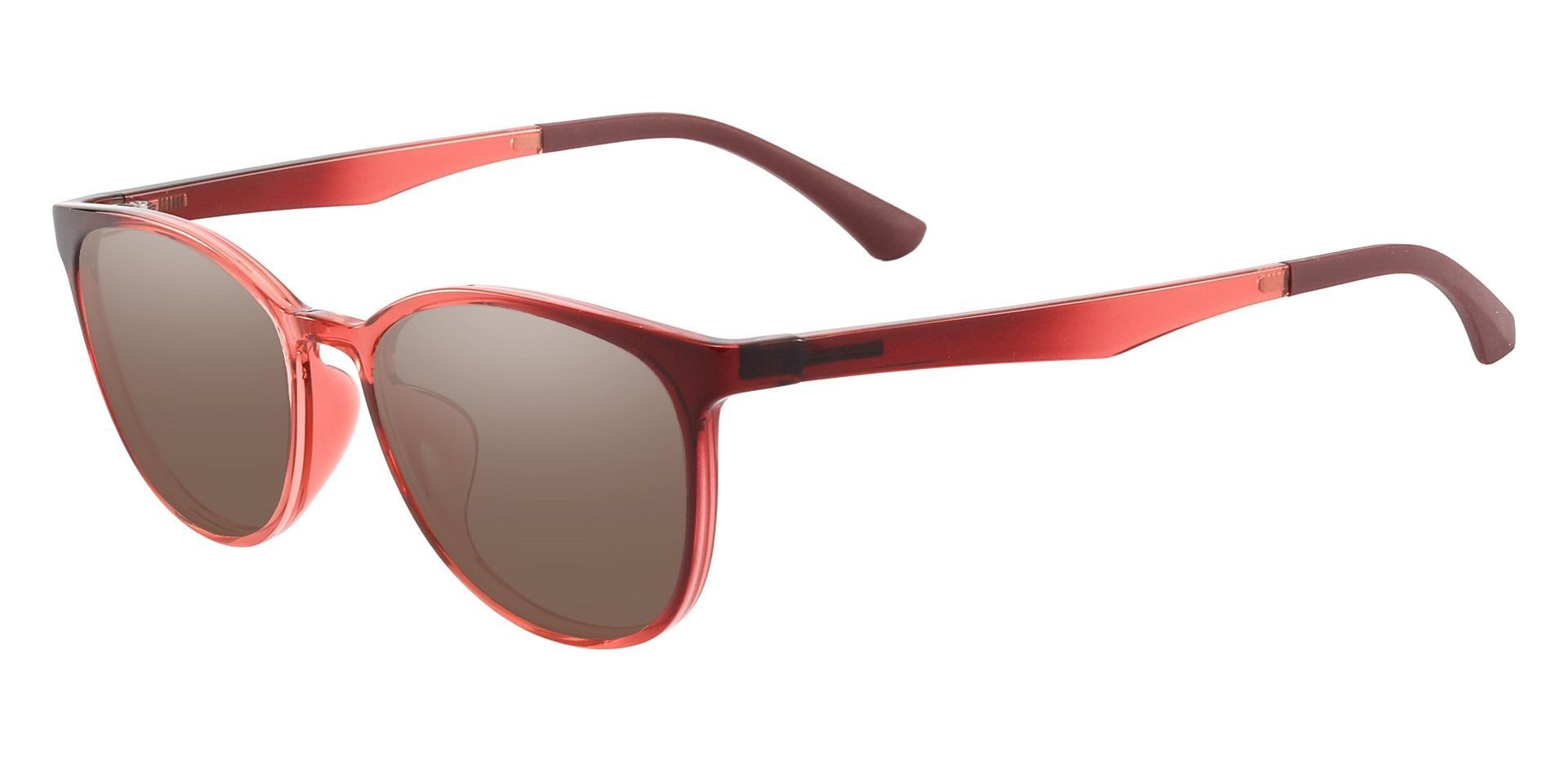 Pembroke Oval Non-Rx Sunglasses - Pink Frame With Brown Lenses