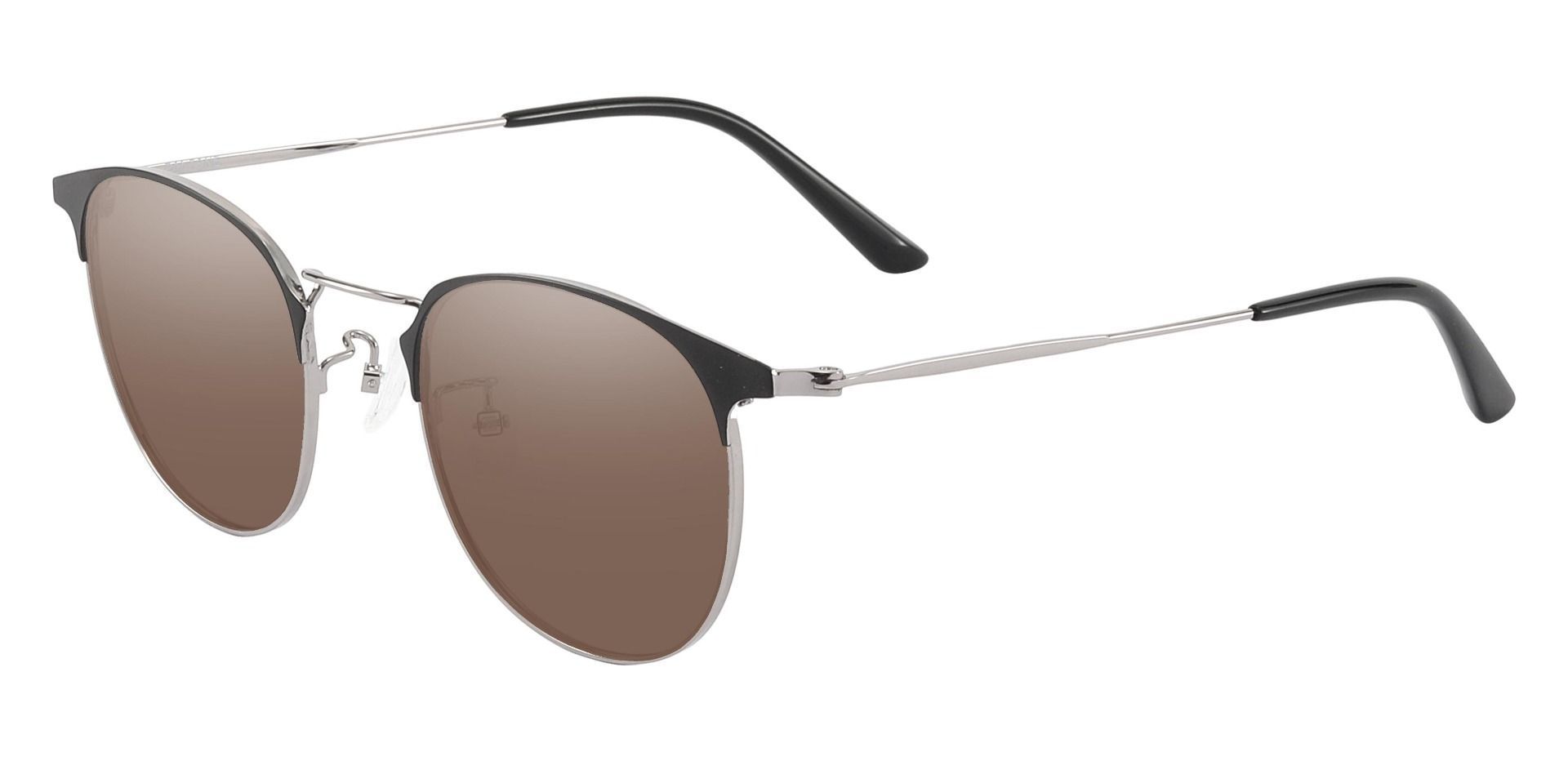 Tilton Browline Progressive Sunglasses - Black Frame With Brown Lenses
