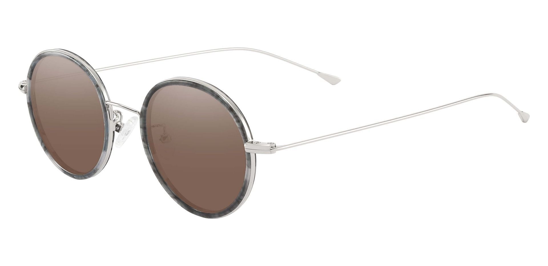 Malverne Oval Prescription Sunglasses - Gray Frame With Brown Lenses