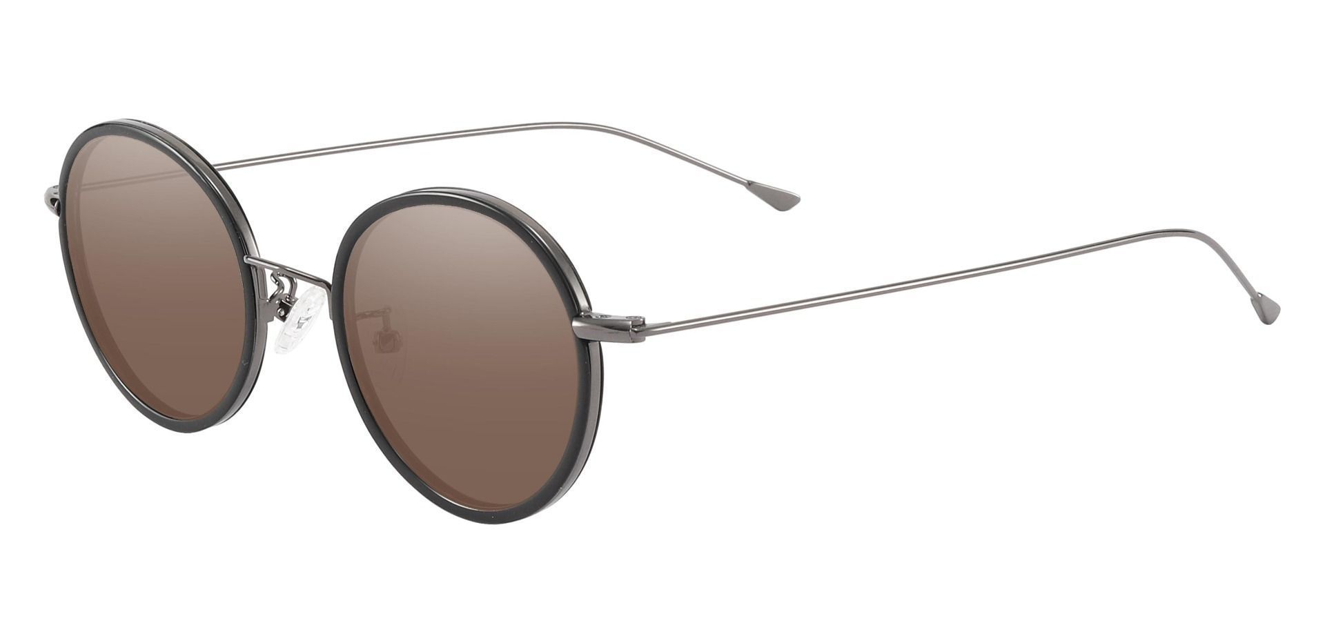 Malverne Oval Progressive Sunglasses - Black Frame With Brown Lenses