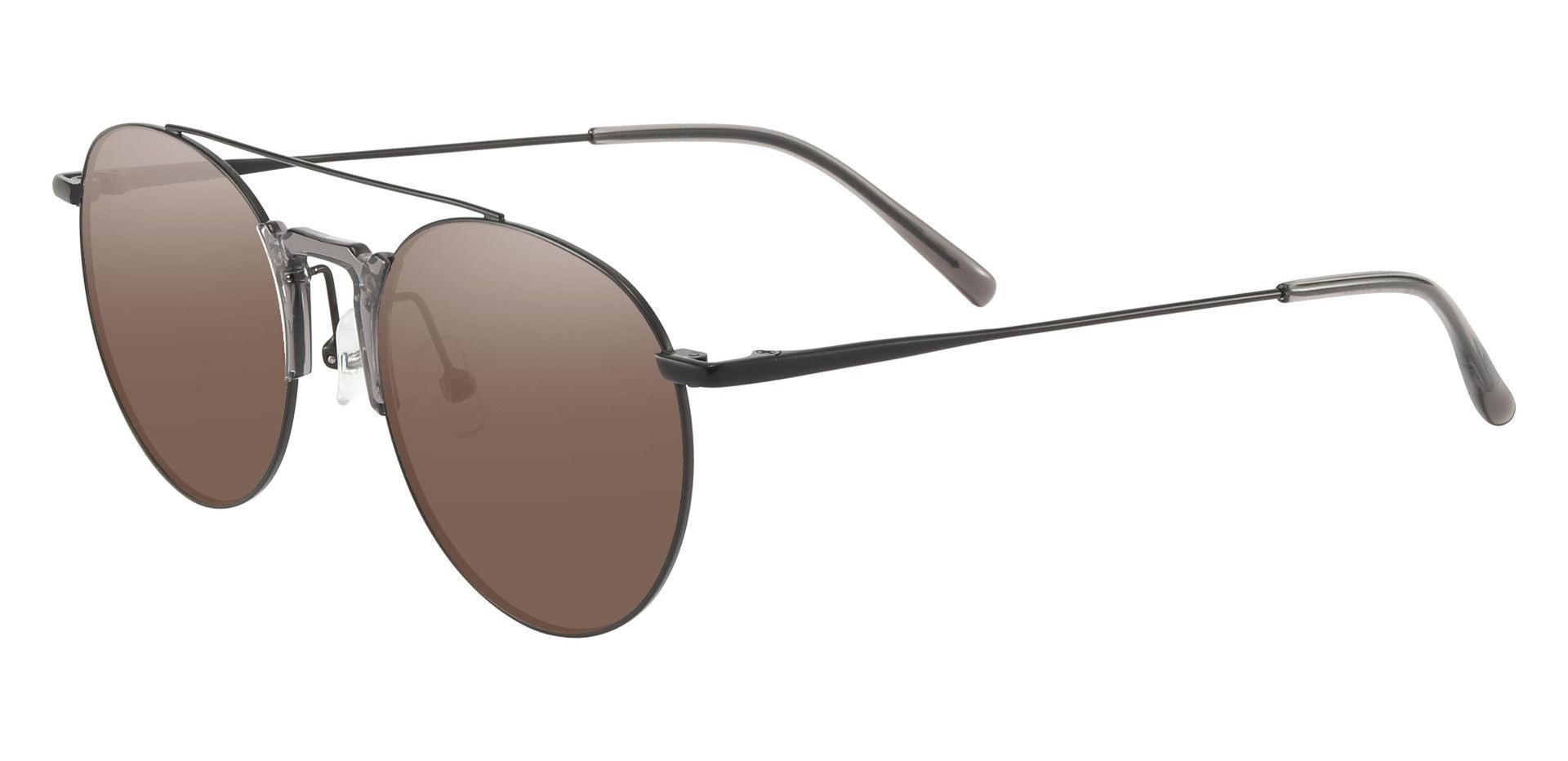 Ludden Aviator Progressive Sunglasses - Black Frame With Brown Lenses