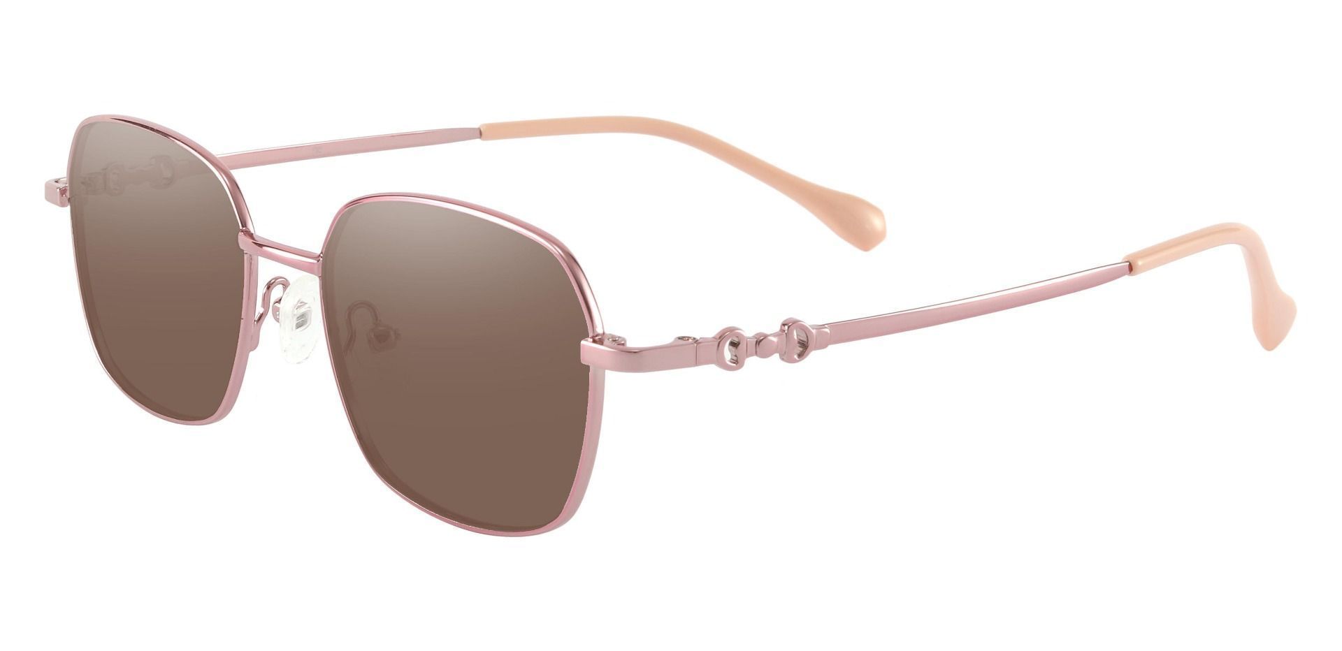 Averill Geometric Progressive Sunglasses - Rose Gold Frame With Brown Lenses