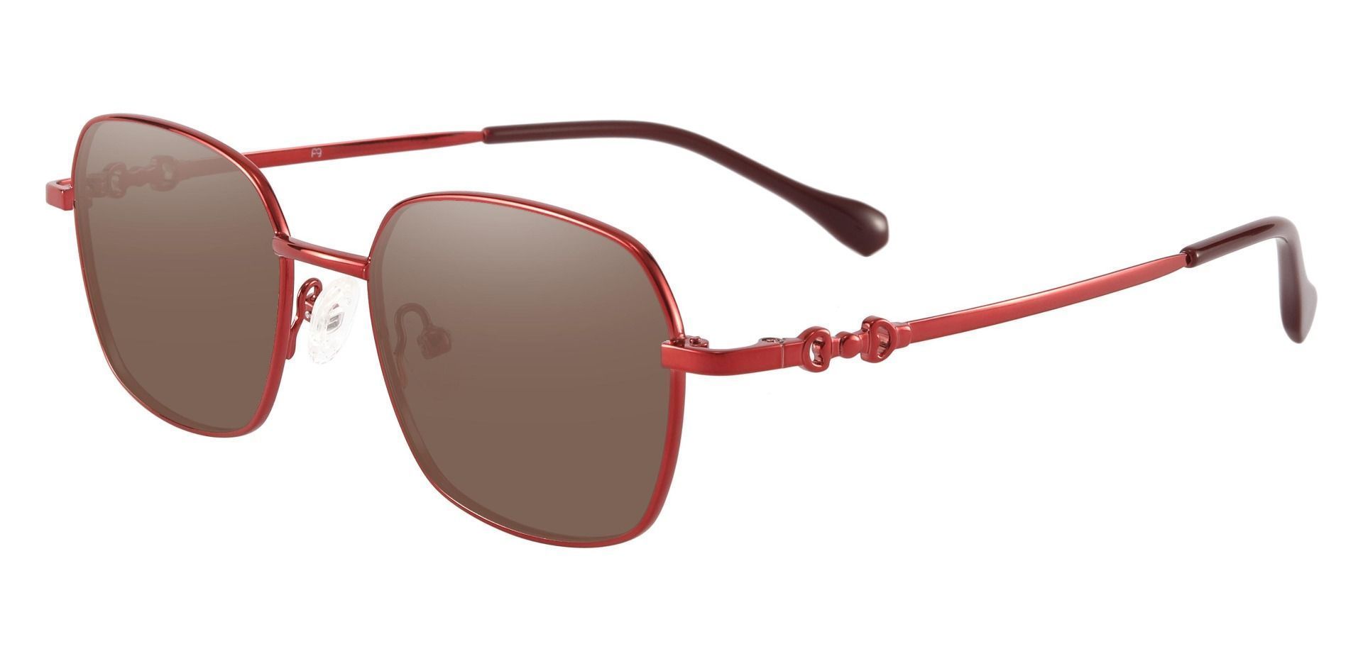 Averill Geometric Prescription Sunglasses - Red Frame With Brown Lenses