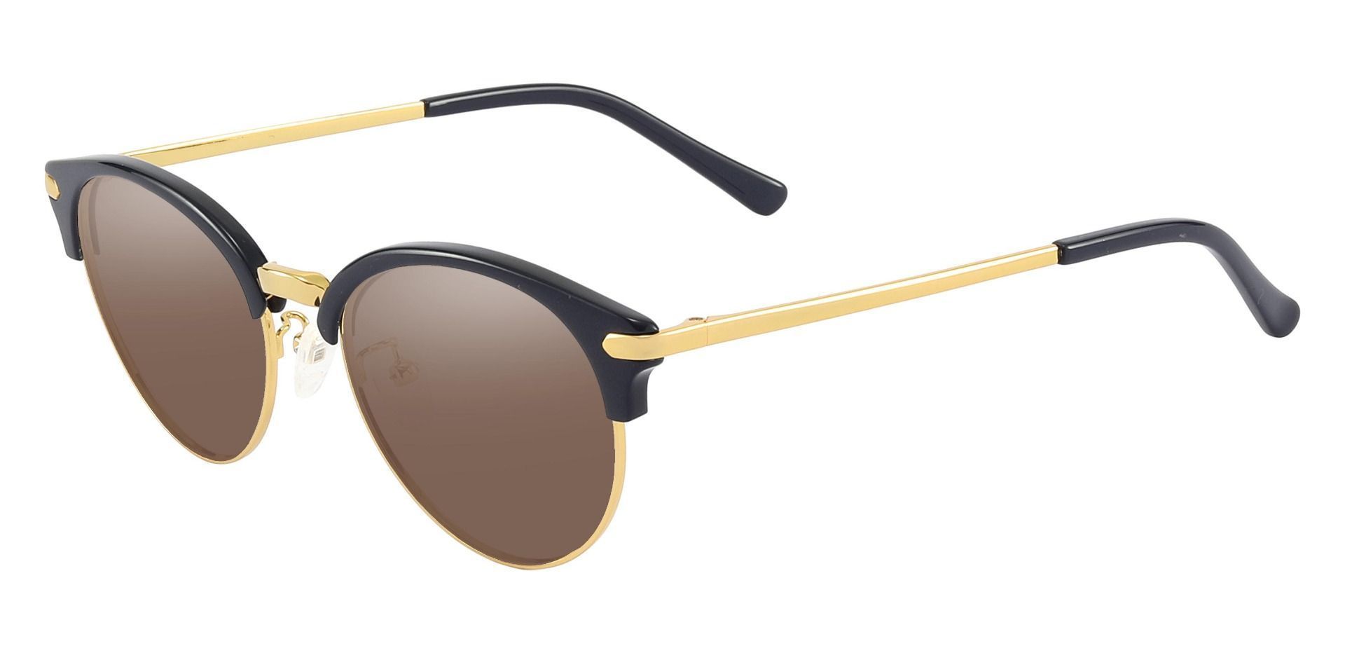 Catskill Browline Non-Rx Sunglasses - Blue Frame With Brown Lenses