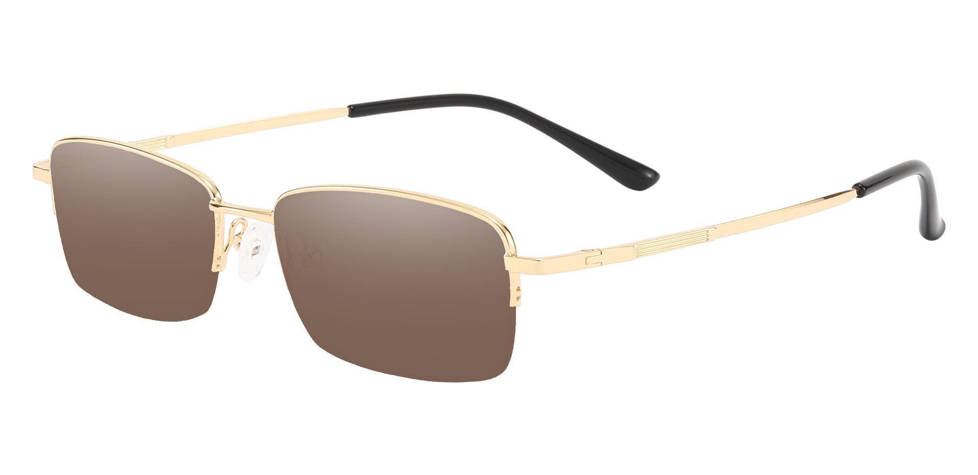 Milford Rectangle Reading Sunglasses - Gold Frame With Brown Lenses