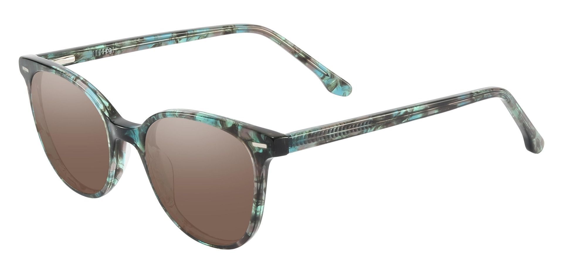 Chili Oval Progressive Sunglasses - Green Frame With Brown Lenses
