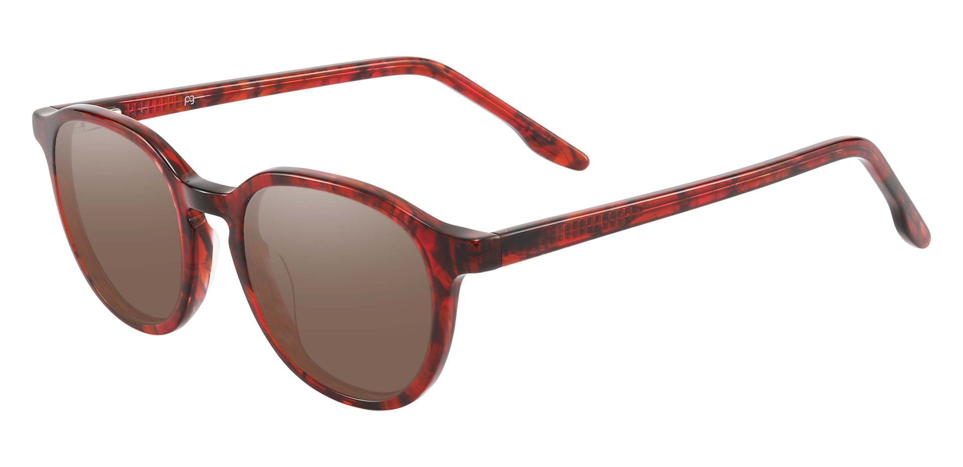 Ashley Oval Prescription Sunglasses - Red Frame With Brown Lenses