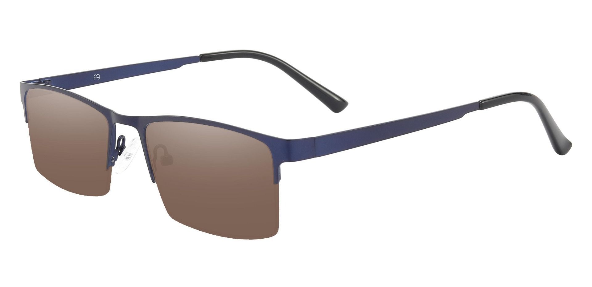 Patrick Rectangle Lined Bifocal Sunglasses - Blue Frame With Brown Lenses