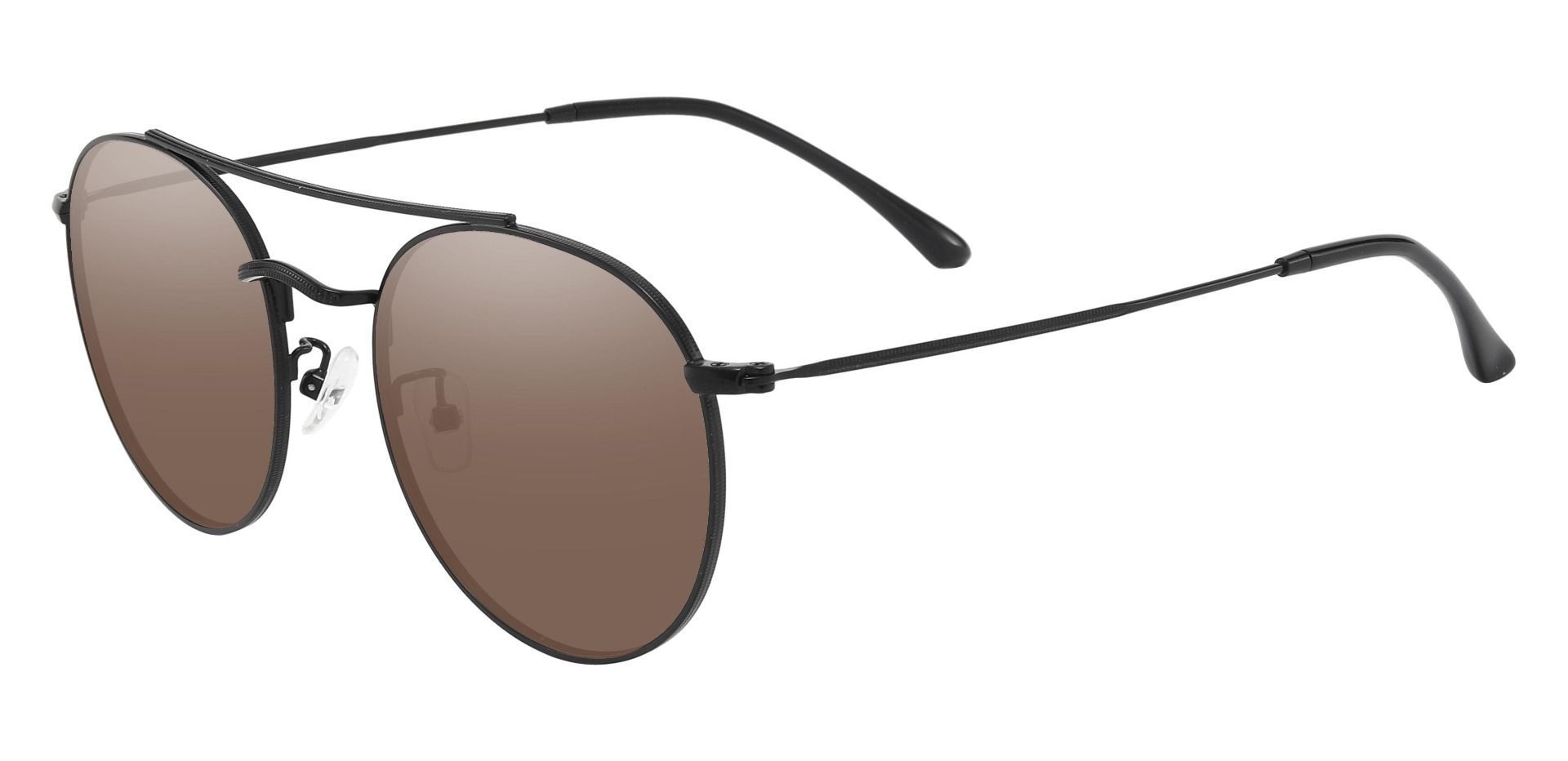 Junction Aviator Non-Rx Sunglasses - Black Frame With Brown Lenses