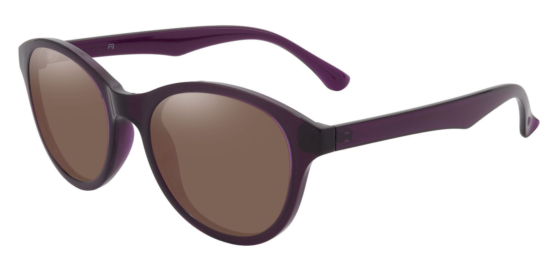 Angelina Round Prescription Sunglasses - Purple Frame With Brown Lenses