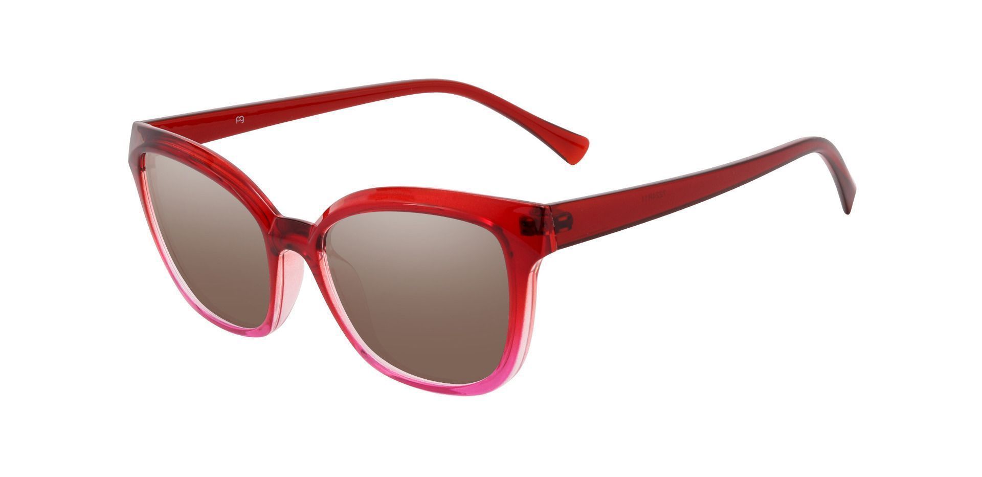 Nashville Cat Eye Prescription Sunglasses - Red Frame With Brown Lenses