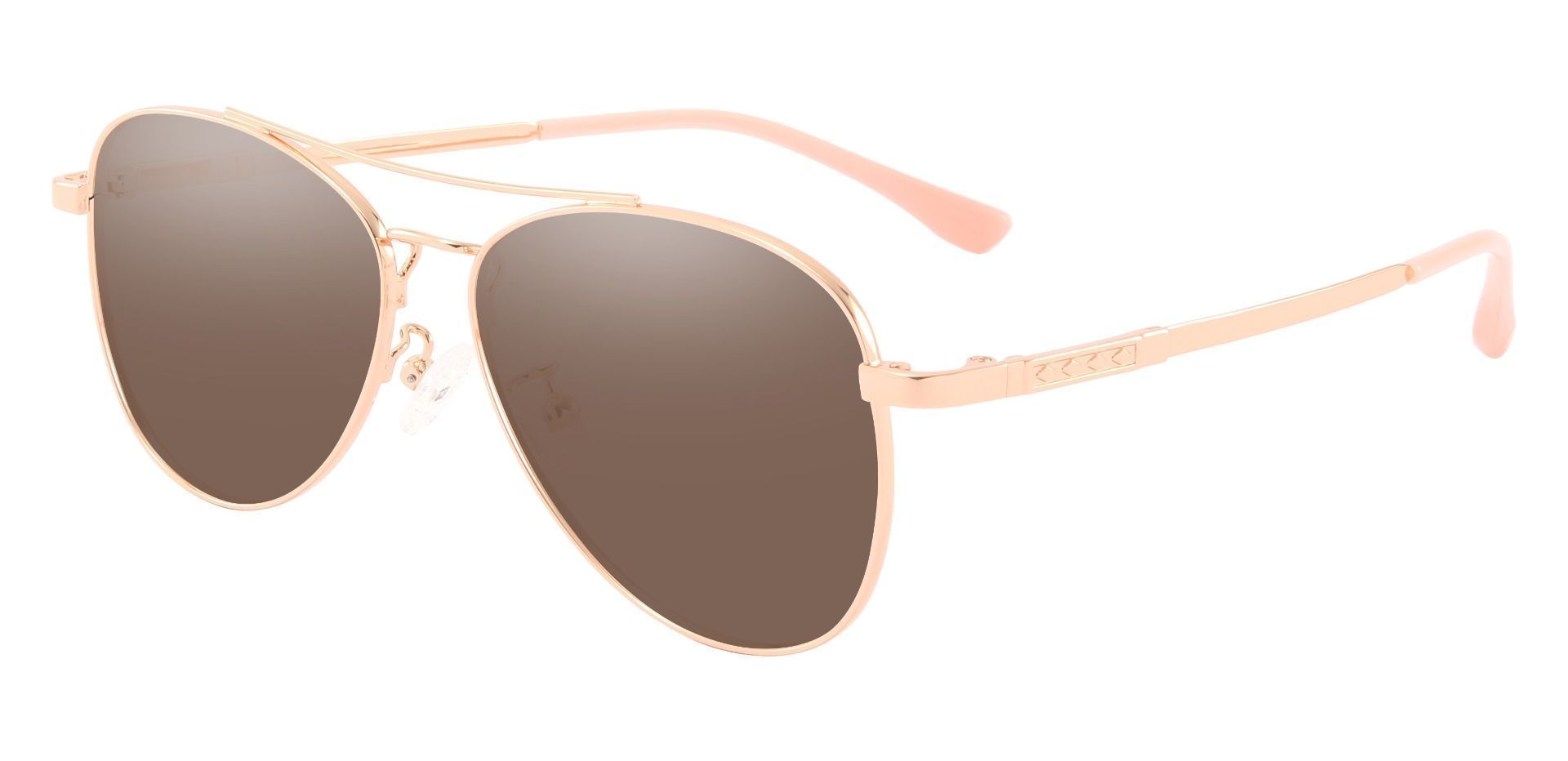 Sterling Aviator Prescription Sunglasses - Rose Gold Frame With Brown Lenses