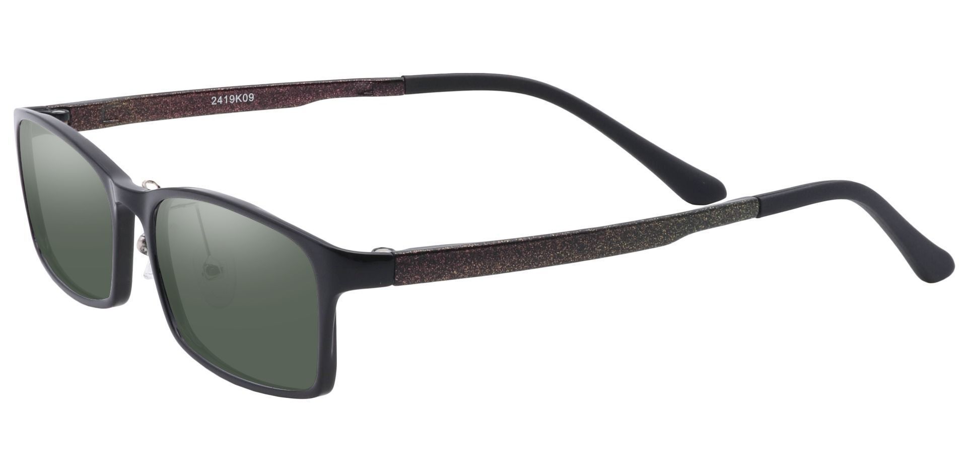 Hydra Rectangle Prescription Sunglasses - Black Frame With Green Lenses