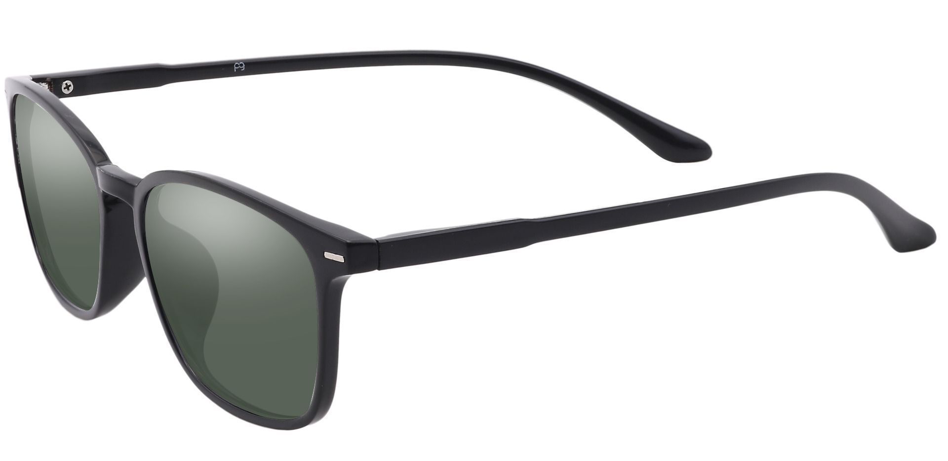 Cabo Oval Prescription Sunglasses - Black Frame With Green Lenses