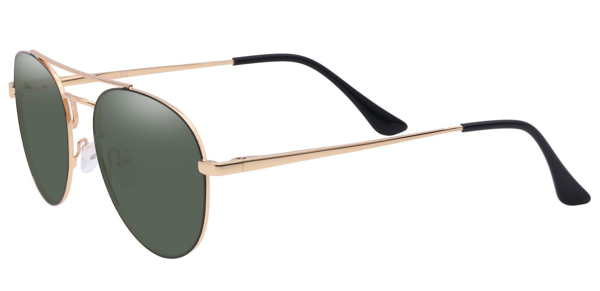 Trapp Aviator Progressive Sunglasses - Gold Frame With Green Lenses