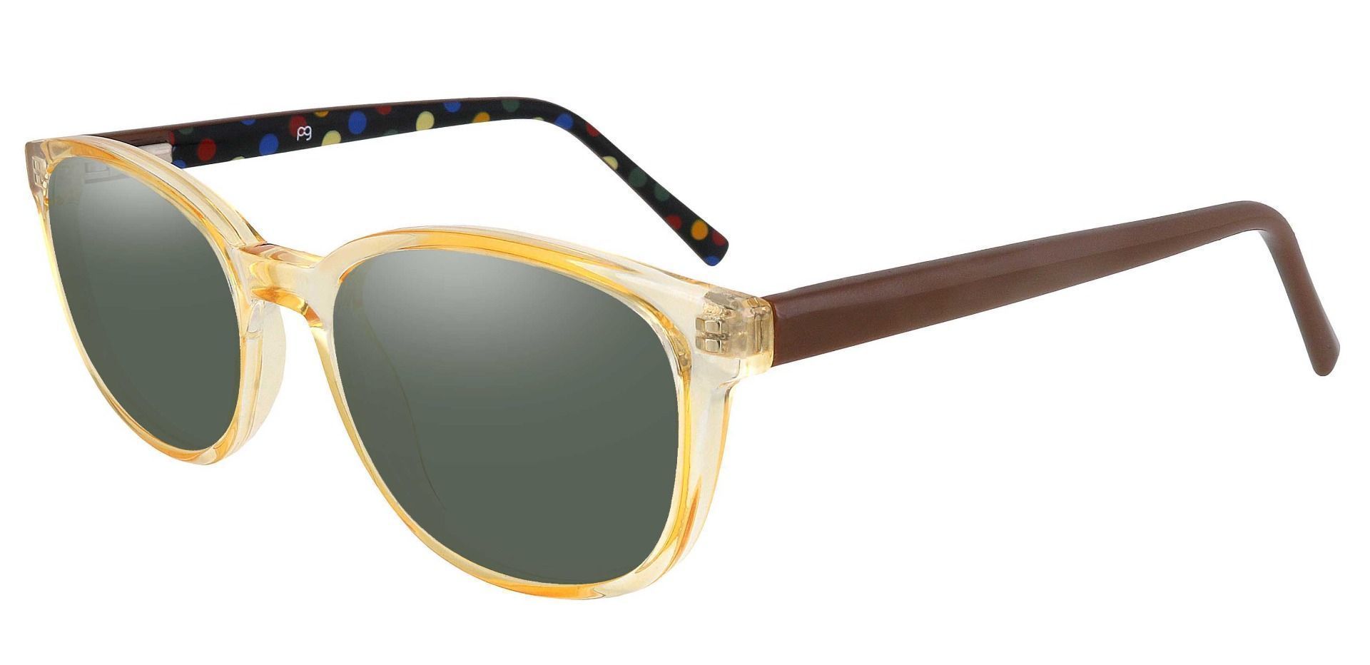 Branson Rectangle Prescription Sunglasses - Brown Frame With Green Lenses