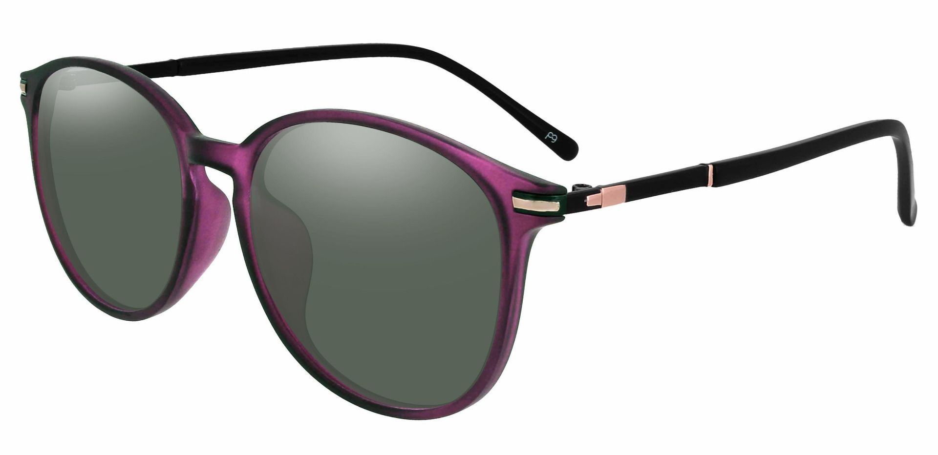Danbury Oval Progressive Sunglasses - Purple Frame With Green Lenses