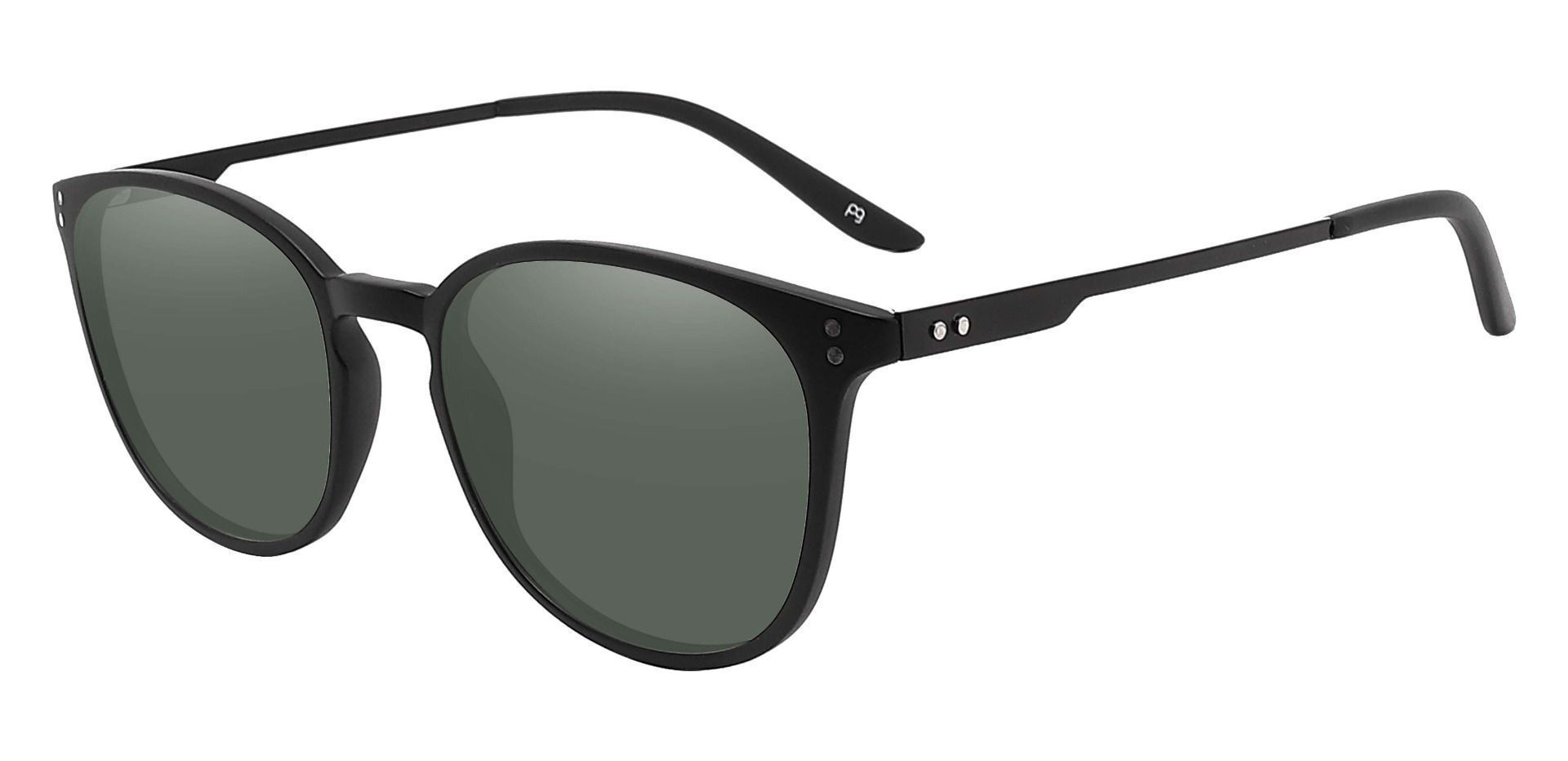 Wales Oval Reading Sunglasses - Black Frame With Green Lenses