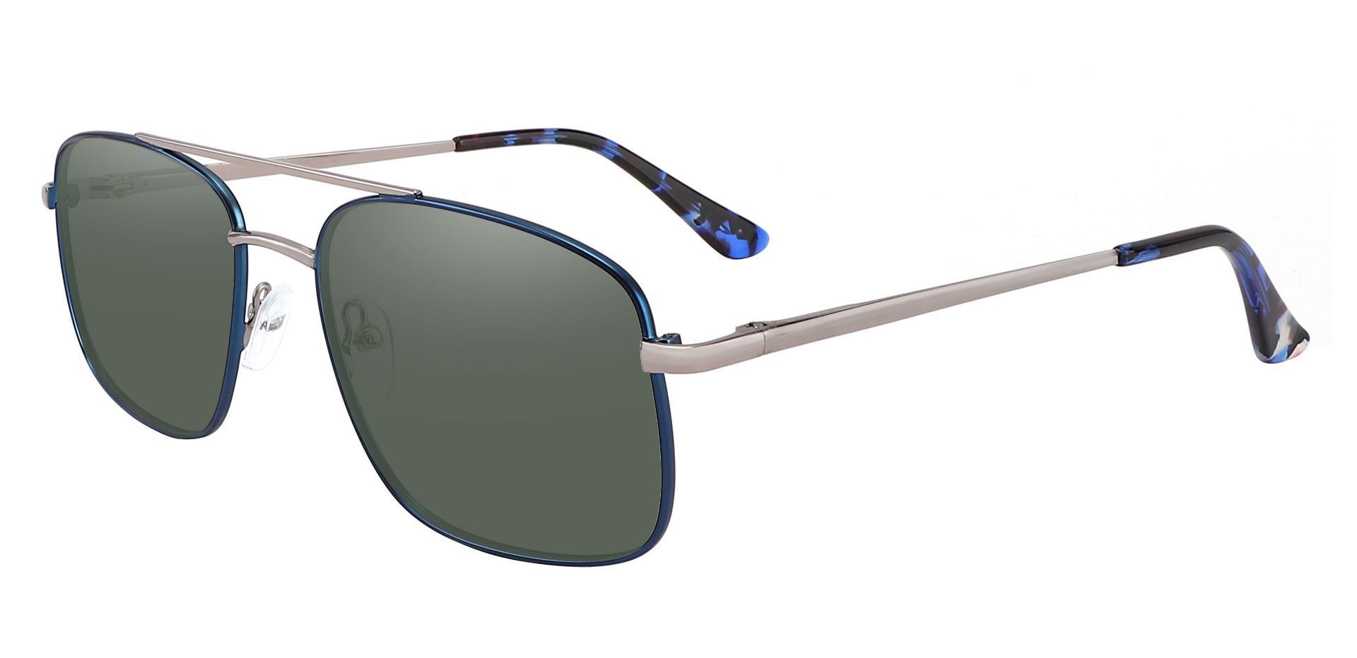 Hiram Aviator Progressive Sunglasses - Blue Frame With Green Lenses