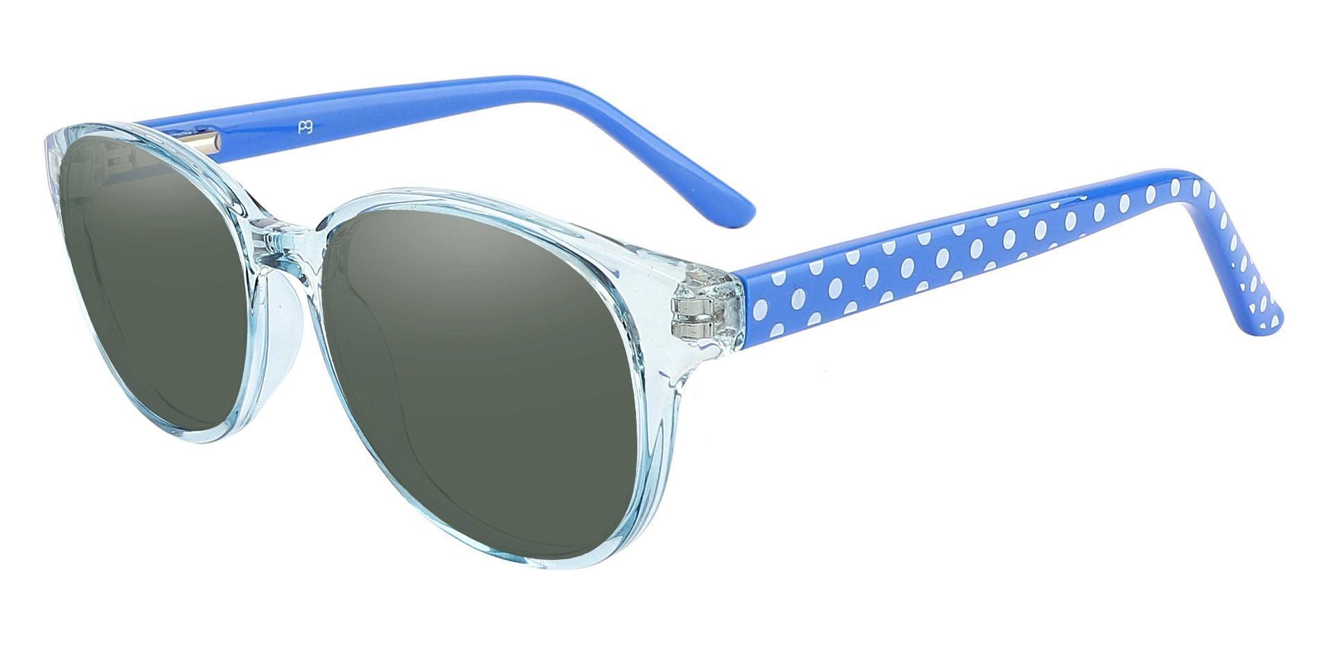 Libby Oval Progressive Sunglasses Blue Frame With Green Lenses Kids