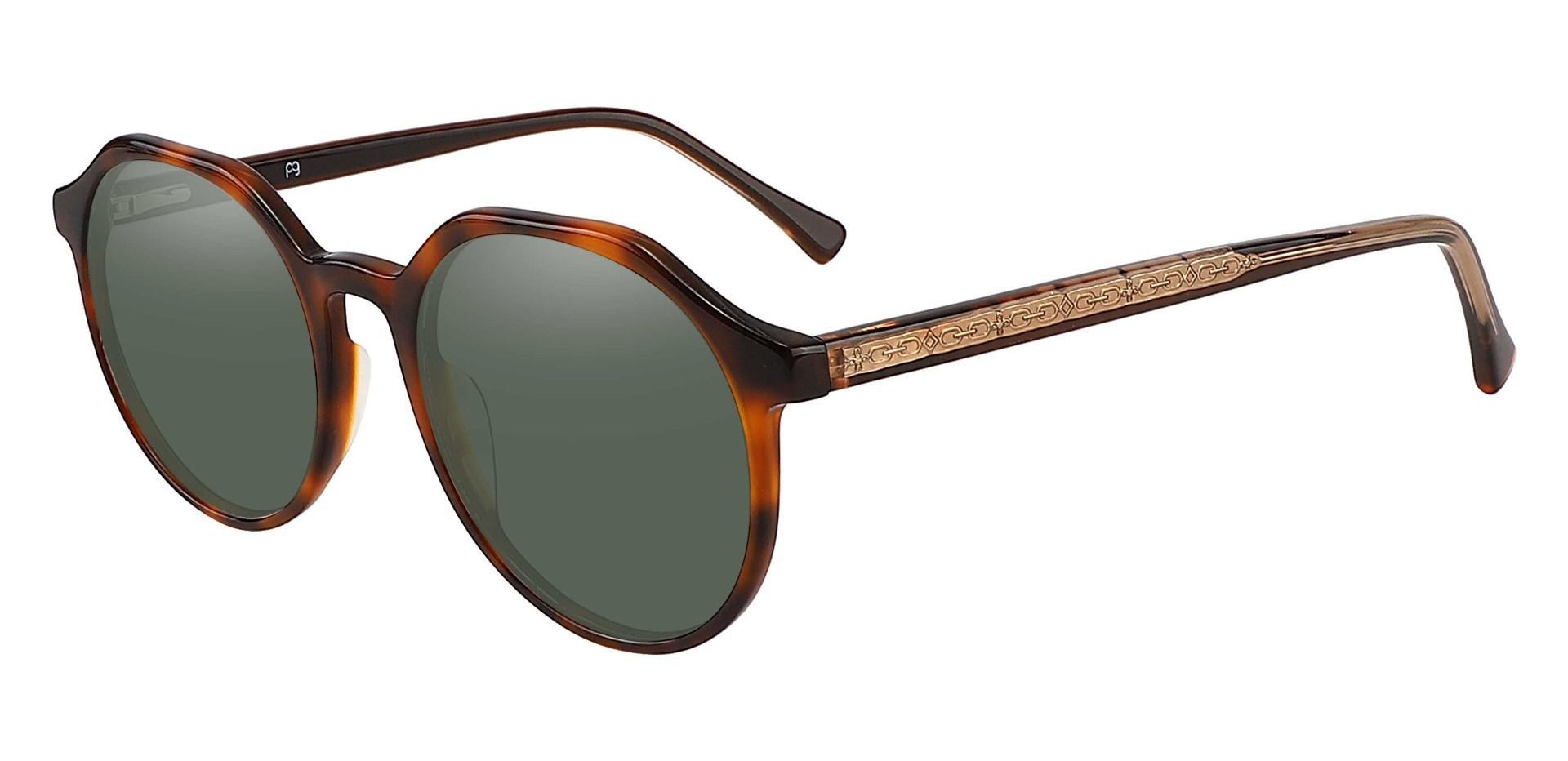 Tucker Geometric Lined Bifocal Sunglasses - Tortoise Frame With Green Lenses