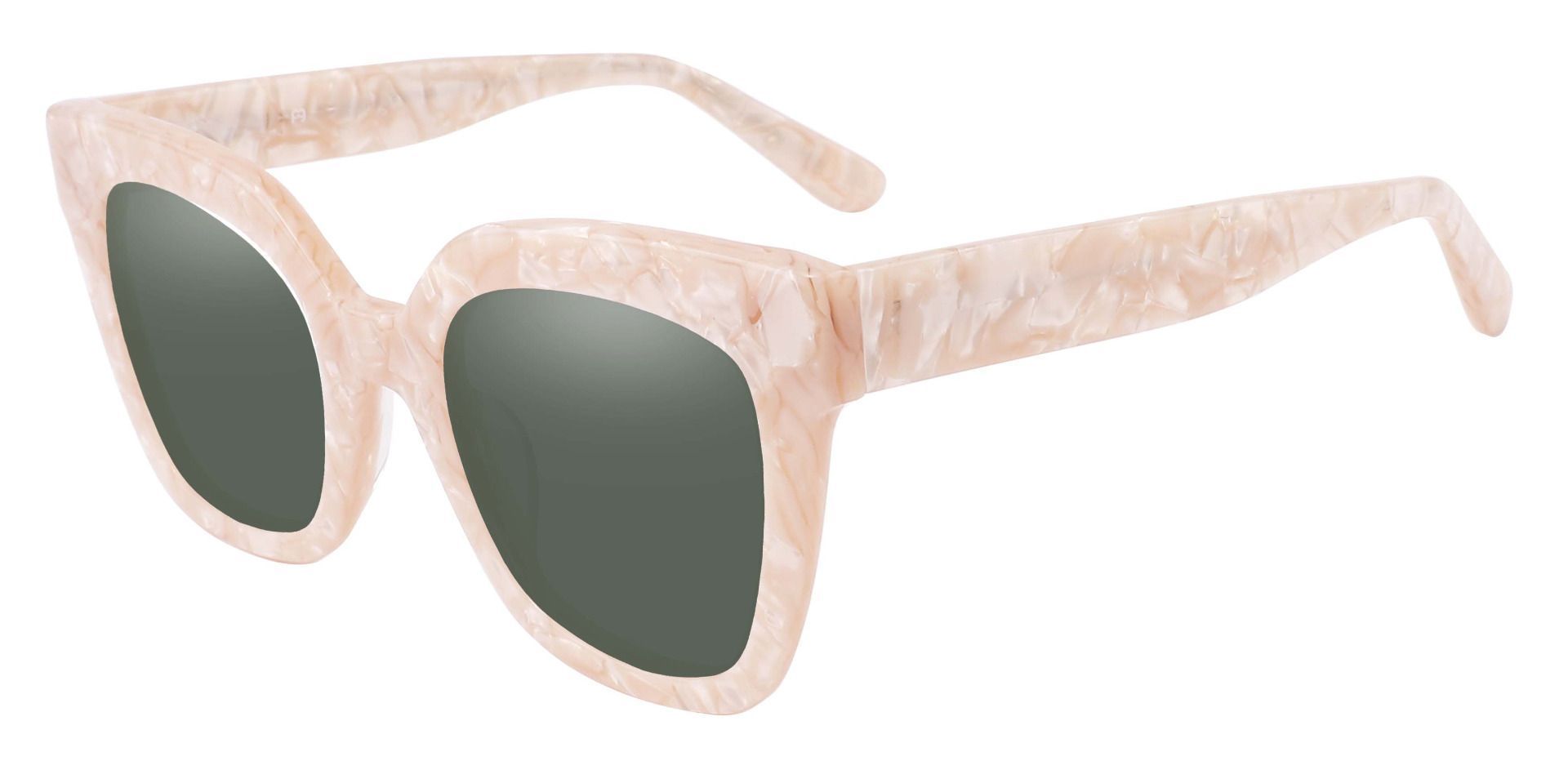 Faith Cat Eye Lined Bifocal Sunglasses - White Frame With Green Lenses