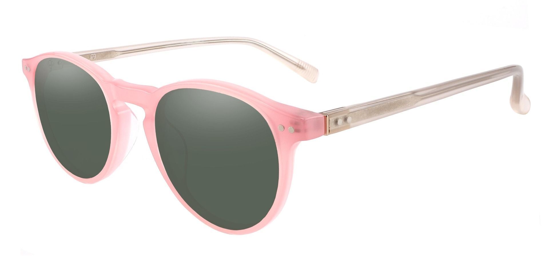 Monarch Oval Reading Sunglasses - Pink Frame With Green Lenses