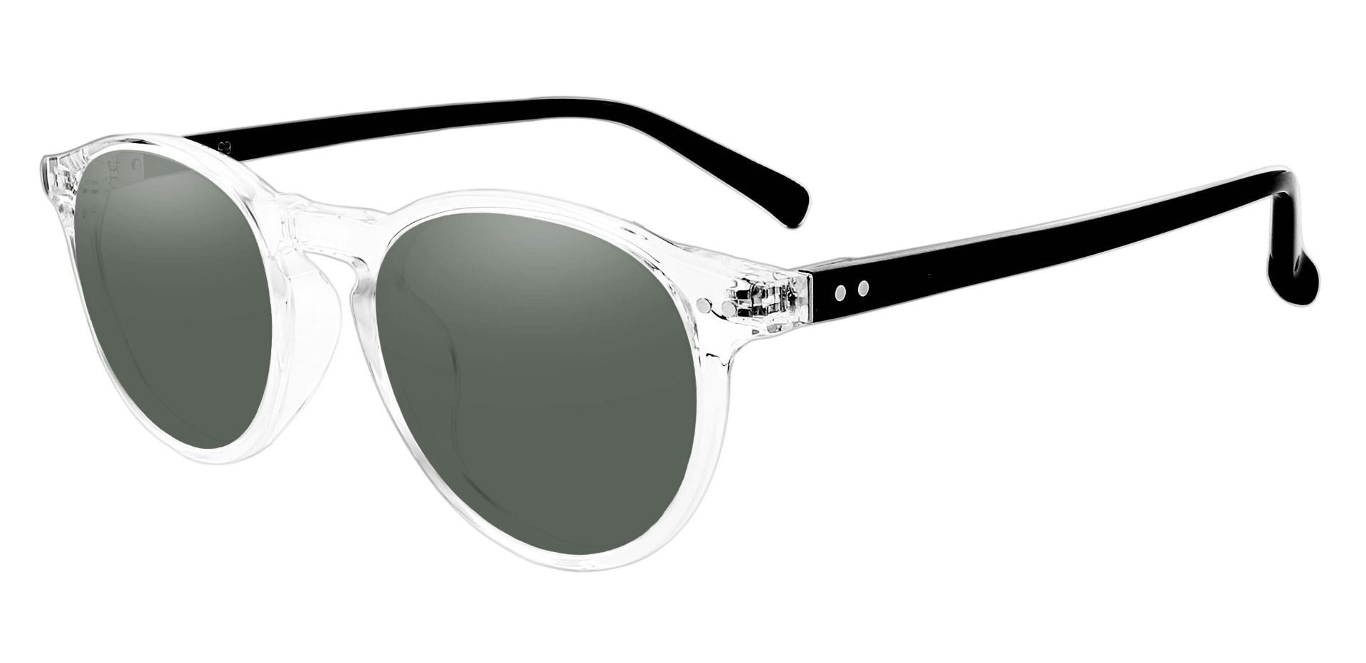 Monarch Oval Progressive Sunglasses - Clear Frame With Green Lenses