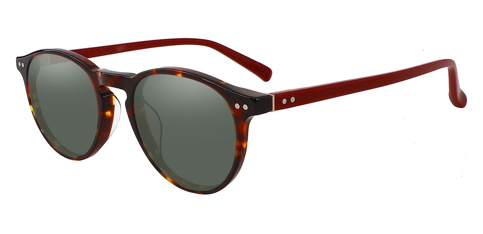 Monarch Oval Lined Bifocal Sunglasses - Tortoise Frame With Green Lenses