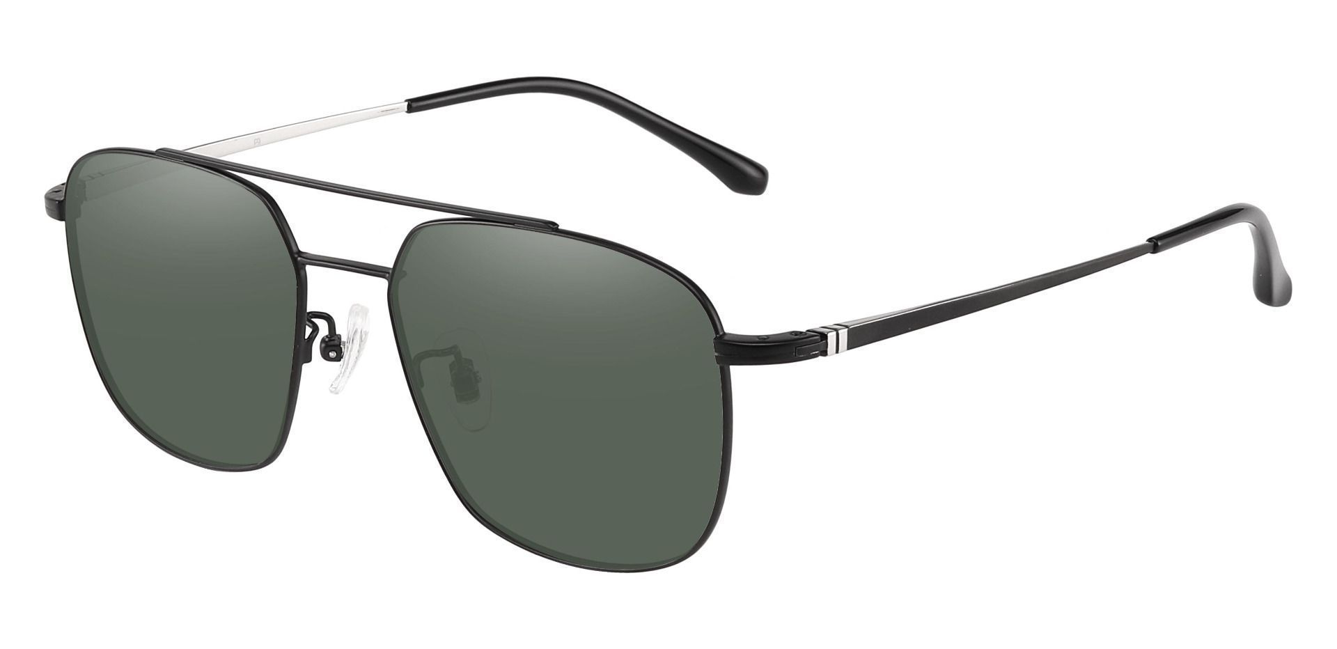 Trevor Aviator Reading Sunglasses - Black Frame With Green Lenses