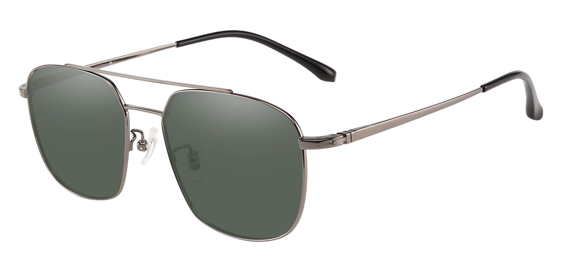 Trevor Aviator Prescription Sunglasses - Gray Frame With Green Lenses