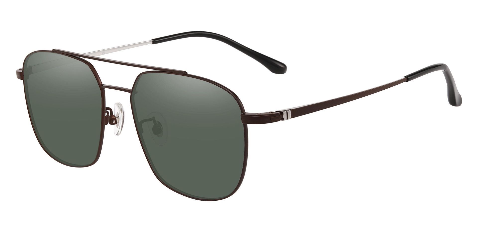 Trevor Aviator Lined Bifocal Sunglasses - Brown Frame With Green Lenses