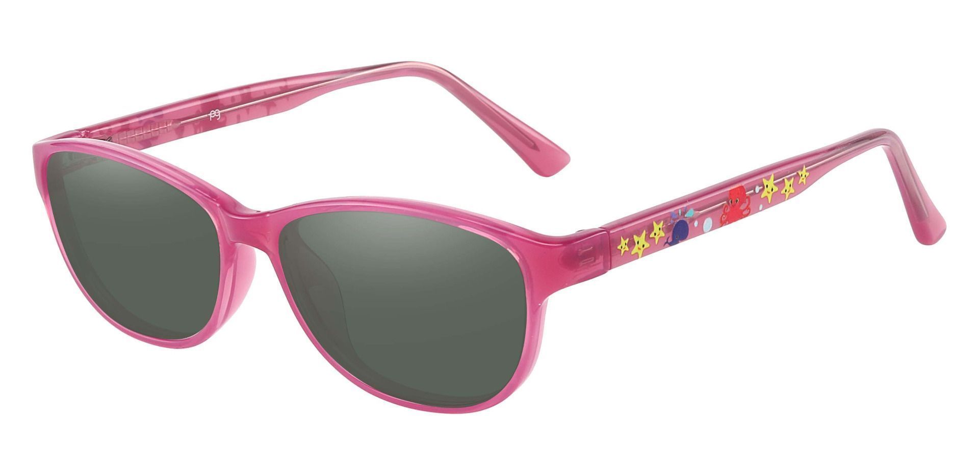 Patsy Oval Prescription Sunglasses - Pink Frame With Green Lenses