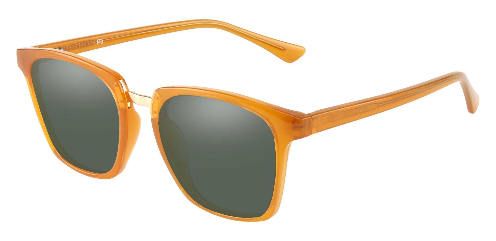 Delta Square Reading Sunglasses - Orange Frame With Green Lenses