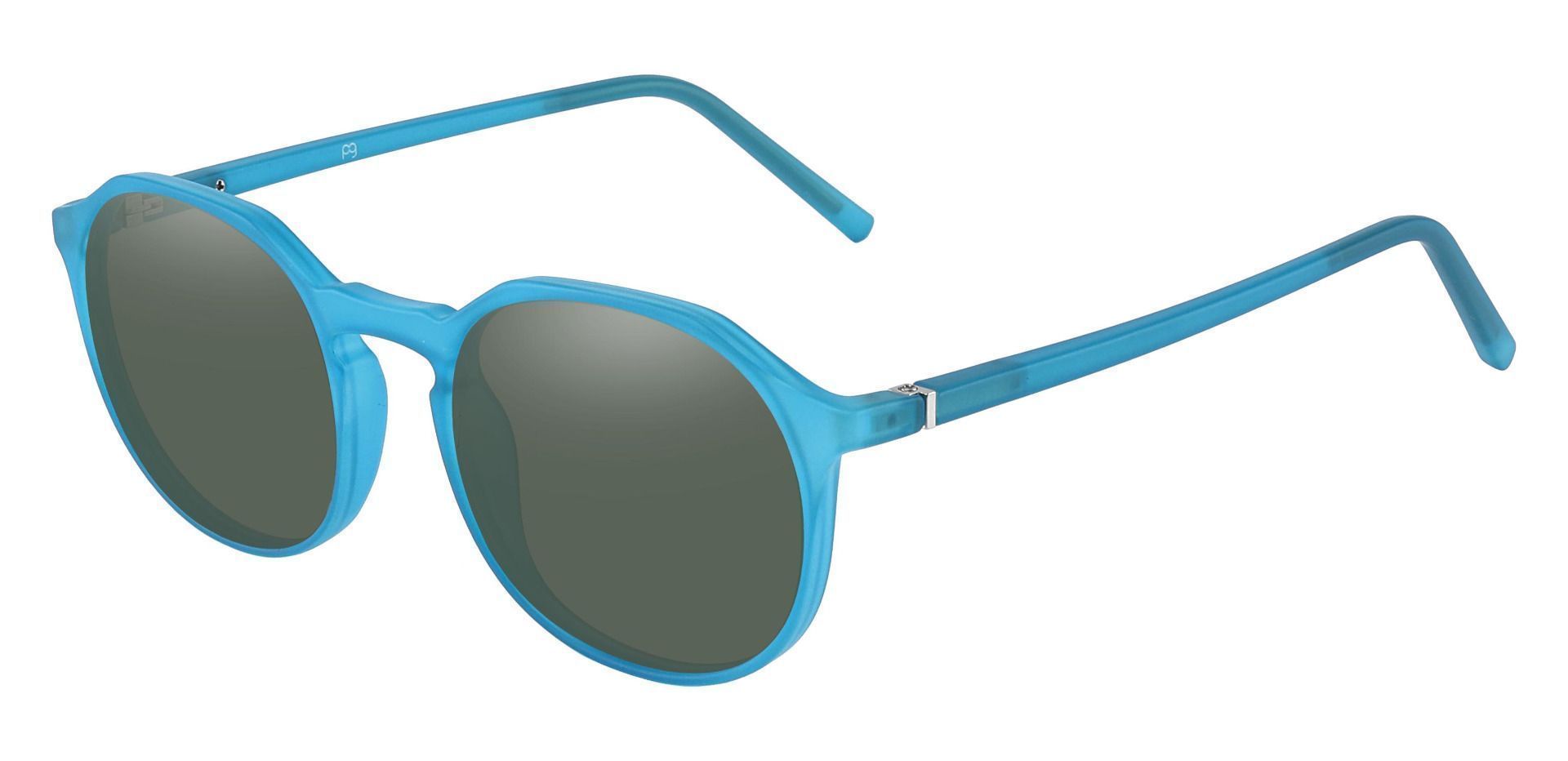 Belvidere Geometric Prescription Sunglasses - Blue Frame With Green Lenses