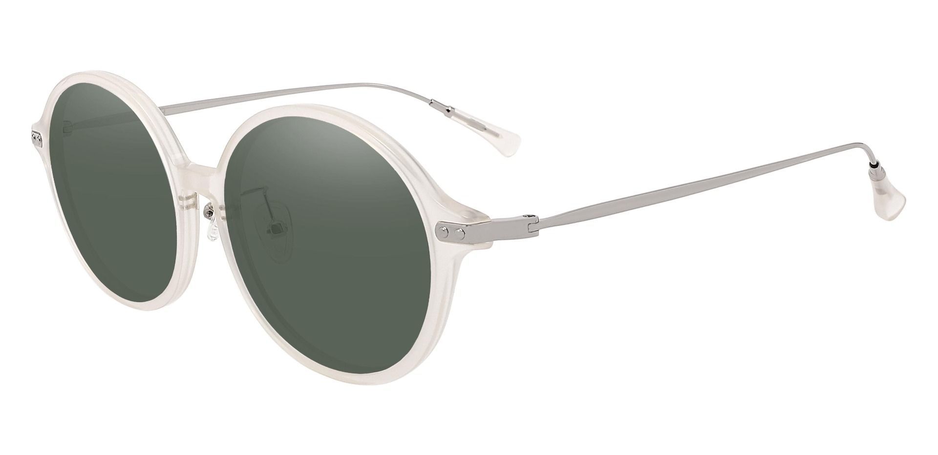Princeton Round Lined Bifocal Sunglasses - Clear Frame With Green Lenses