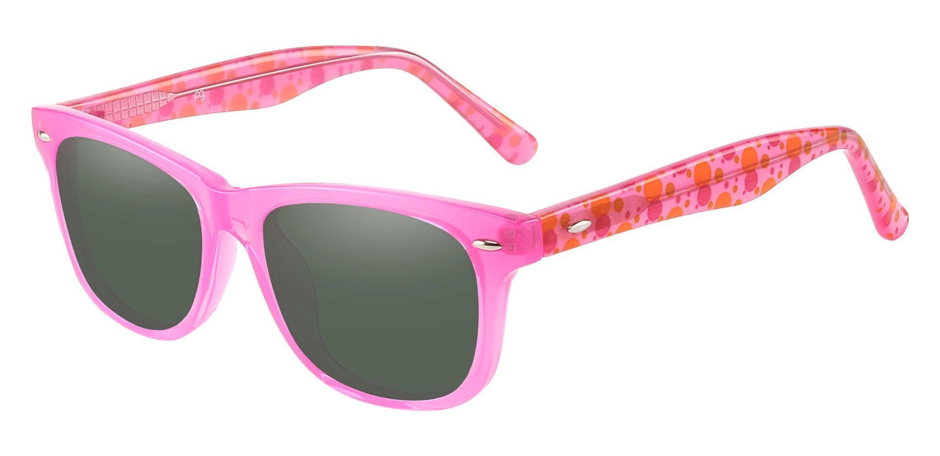 Eureka Square Lined Bifocal Sunglasses - Pink Frame With Green Lenses
