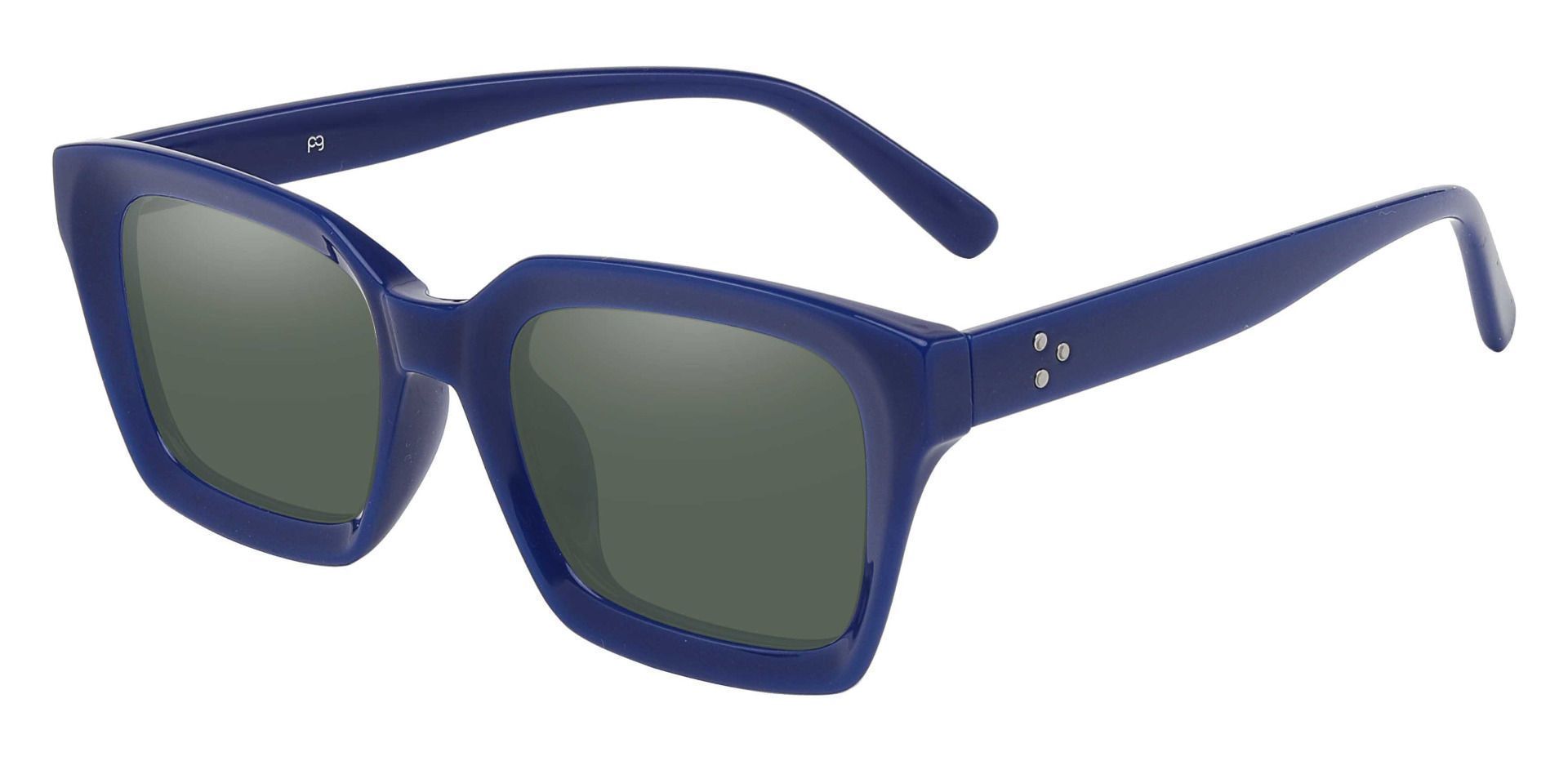 Unity Rectangle Non-Rx Sunglasses - Blue Frame With Green Lenses